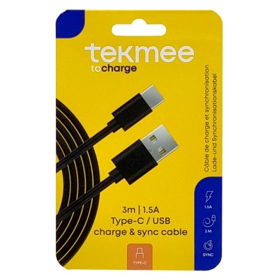 TEKMEE CAVO BL 3M TYPEC/USB 2A