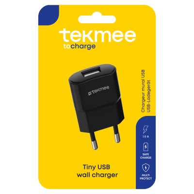 TEKMEE CARICATORE 1USB NERO 1A