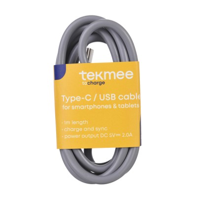 TEKMEE CAVO BK 1M TYPEC/USB 2A