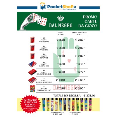 PROMO CARTE DA GIOCO DAL NEGRO